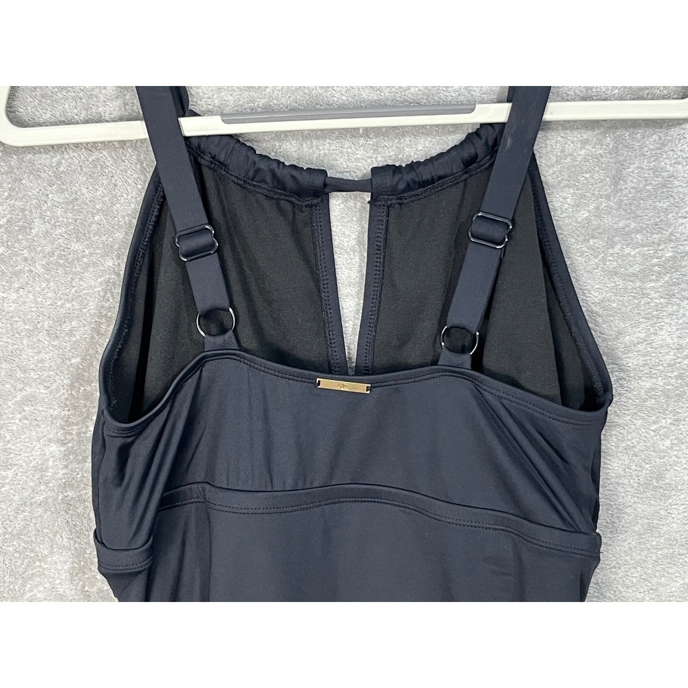 Lauren Ralph Lauren Black Ruched Keyhole One Piece Swimsuit 16W Pool Beachy - Picture 5 of 8